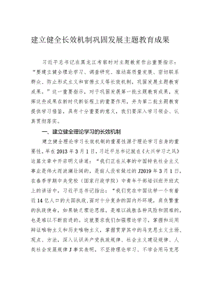 建立健全长效机制 巩固发展主题教育成果.docx