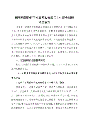 县民政局党组领导班子巡察整改专题民主生活会对照检查材料.docx