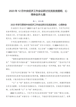2023年12月中央经济工作会议研讨交流发言提纲、心得体会共七篇.docx