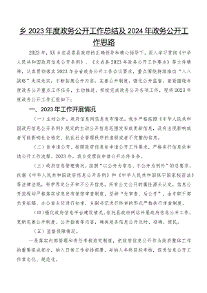 乡2023年度政务公开工作总结及2024年政务公开工作思路.docx