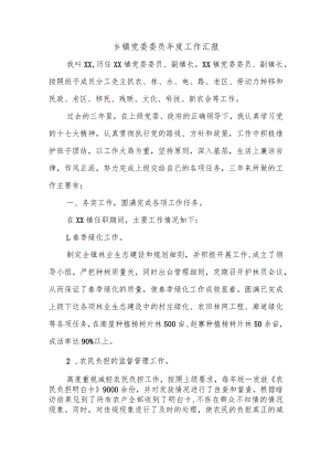 乡镇党委委员年度工作汇报.docx