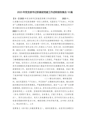 2023年党支部书记抓基层党建工作述职报告集合10篇.docx