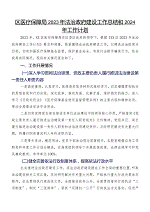区医疗保障局2023年法治政府建设工作总结和2024年工作计划.docx