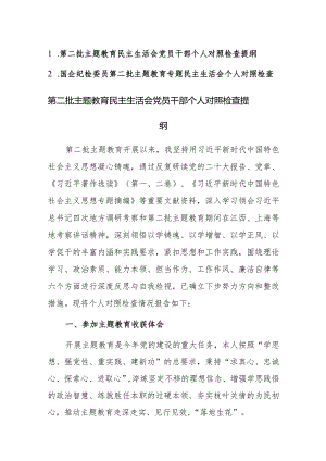 2023年度第二批主题教育民主生活会党员干部个人对照检查提纲范文2篇.docx