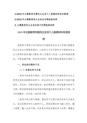 2023年主题教育专题民主生活个人查摆材料发言提纲范文3篇.docx