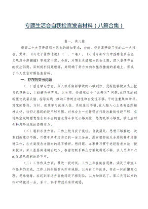 专题生活会自我检查发言材料（八篇合集）.docx