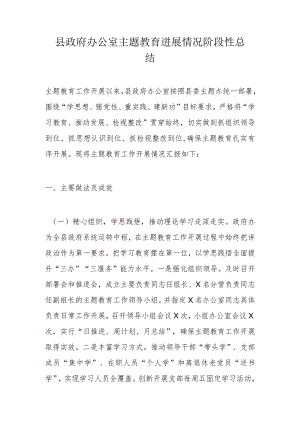县政府办公室主题教育进展情况阶段性总结.docx
