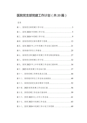 医院党支部党建工作计划（共20篇）.docx