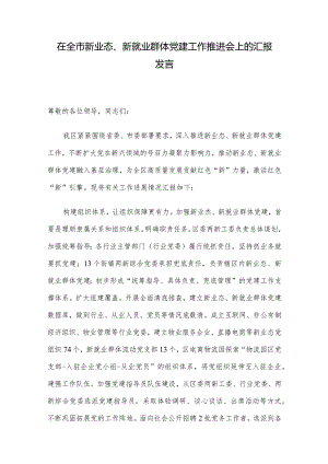 在全市新业态、新就业群体党建工作推进会上的汇报发言.docx