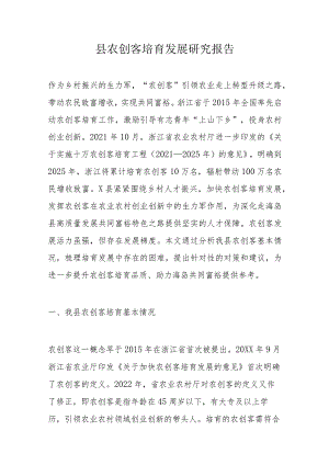 县农创客培育发展研究报告.docx