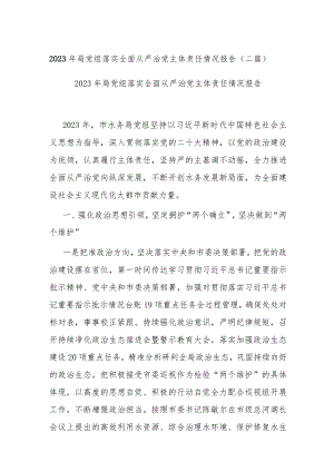 2023年局党组落实全面从严治党主体责任情况报告(二篇).docx