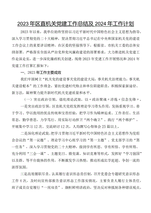 2023年区直机关党建工作总结及2024年工作计划.docx