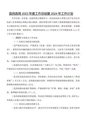 县民政局2023年度工作总结暨2024年工作计划.docx