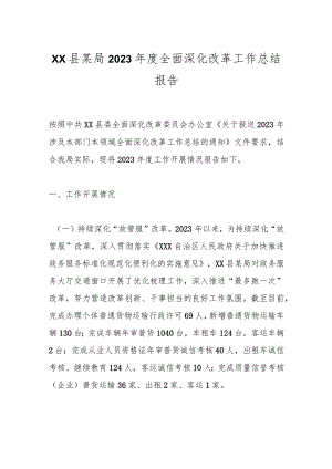 XX县某局2023年度全面深化改革工作总结报告.docx