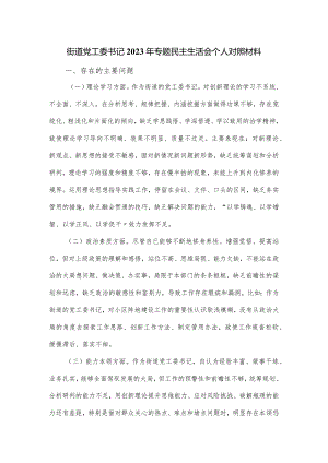街道党工委书记2023年专题对照材料.docx