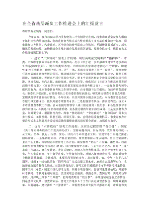 在全省基层减负工作推进会上的汇报发言.docx