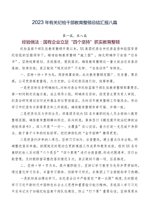 2023年有关纪检干部教育整顿总结汇报八篇.docx