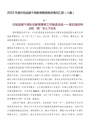 2023年度纪检监察干部教育整顿推进情况汇报（八篇）.docx