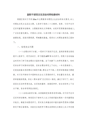 副职干部民主生活会对照检查材料.docx