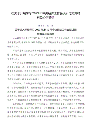 在关于开展学习2023年中央经济工作会议研讨交流材料及心得感悟.docx