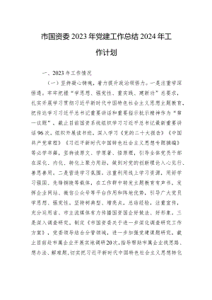 市国资委2023年党建工作总结2024年工作计划(20231215).docx