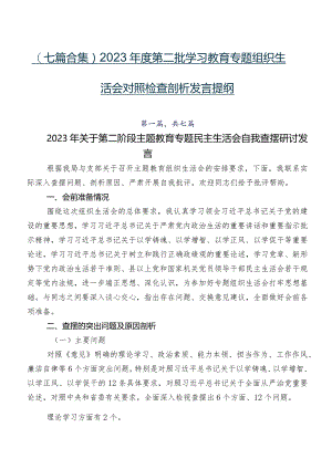 （七篇合集）2023年度第二批学习教育专题组织生活会对照检查剖析发言提纲.docx