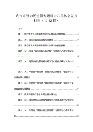 （12篇）践行宗旨为民造福专题研讨心得体会发言材料合集.docx