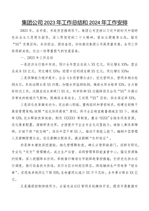 集团公司2023年工作总结和2024年工作安排.docx