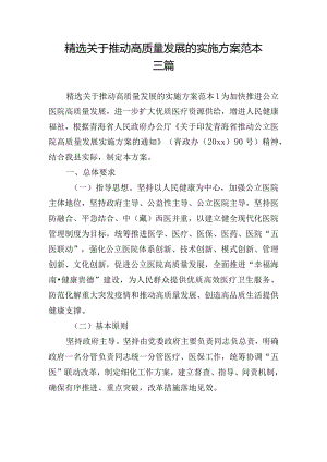 精选关于推动高质量发展的实施方案范本三篇.docx