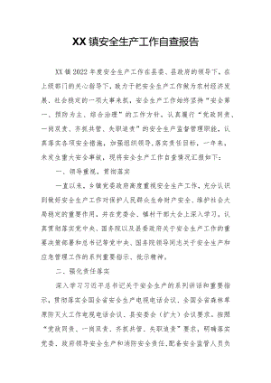 XX镇安全生产工作自查报告.docx