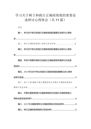 2023学习关于树立和践行正确政绩观的重要论述研讨心得体会(精选11篇).docx