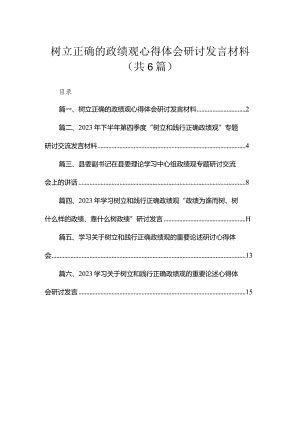 树立正确的政绩观心得体会研讨发言材料范文精选(6篇).docx