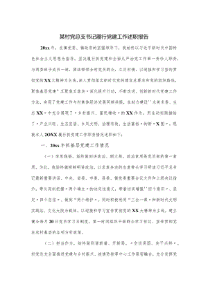 某村党总支书记履行党建工作述职报告.docx
