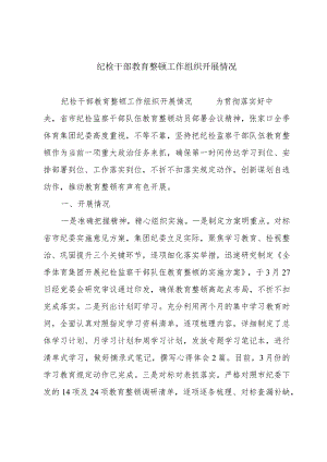 纪检干部教育整顿工作组织开展情况.docx