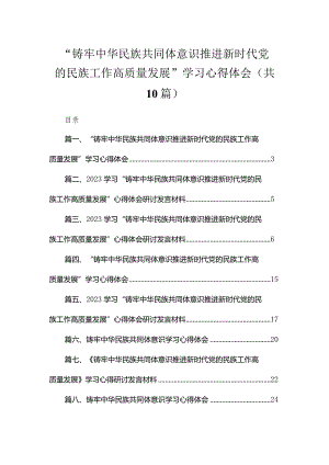 “铸牢中华民族共同体意识推进新时代党的民族工作高质量发展”学习心得体会范文精选(10篇).docx