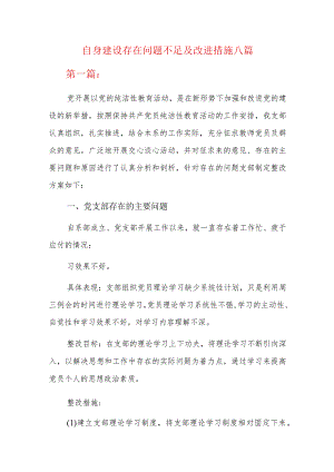 自身建设存在问题不足及改进措施八篇.docx
