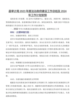 县审计局2023年度法治政府建设工作总结及2024年工作计划安排.docx