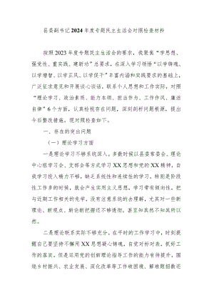 县委副书记2024年度专题民主生活会对照检查材料.docx