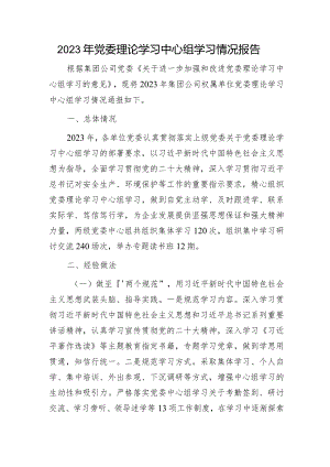 国企2023年理论学习中心组学习情况总结报告2900字.docx