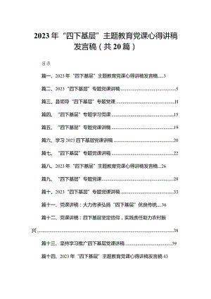 2023年“四下基层”专题教育党课心得讲稿发言稿范文20篇供参考.docx
