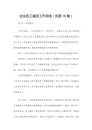 企业员工鉴定工作总结（优质16篇）.docx
