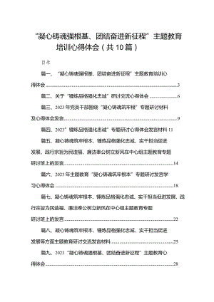 “凝心铸魂强根基、团结奋进新征程”专题培训心得体会(精选10篇合集).docx