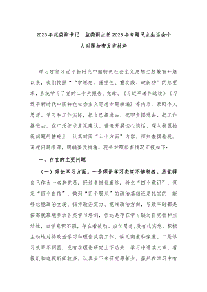 2023年纪委副书记、监委副主任2023年专题民主生活会个人对照检查发言材料.docx