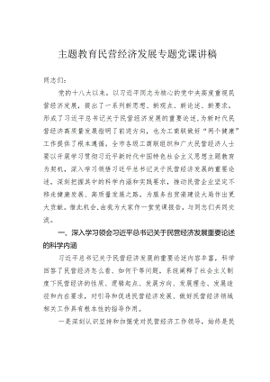 主题教育民营经济发展专题党课讲稿.docx