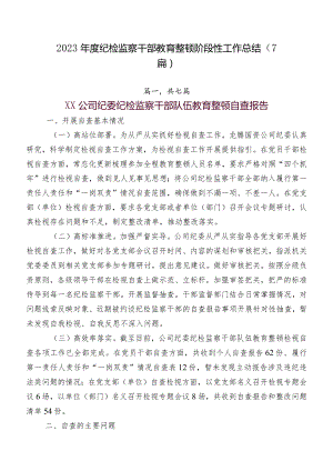 2023年度纪检监察干部教育整顿阶段性工作总结（7篇）.docx