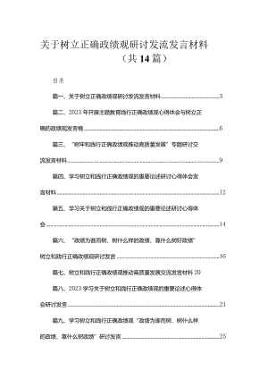关于树立正确政绩观研讨发流发言材料14篇供参考.docx