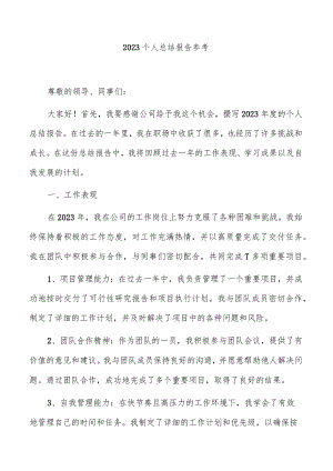 2023个人总结报告参考.docx