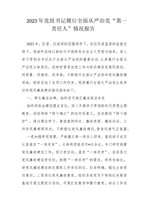 2023年党组书记履行全面从严治党.docx