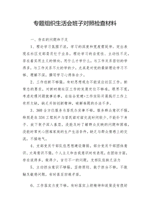 专题组织生活会班子对照检查材料.docx