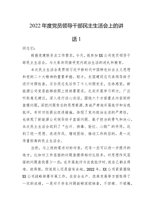 党员领导干部民主生活会讲话（2篇）.docx